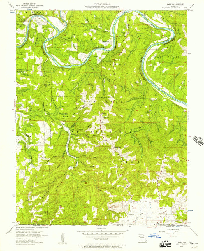 Old Map of Table Rock Lake, Missouri by USGS, 1956 – Lampe, James River & Ozark Mountains