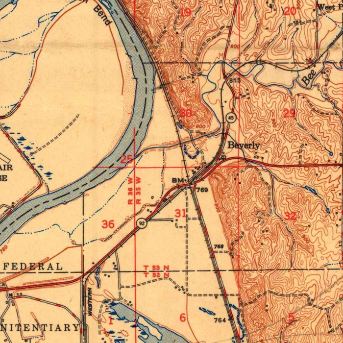 Old Map of Weston, Missouri by USGS, 1951 – Leavenworth, Kansas & Missouri River