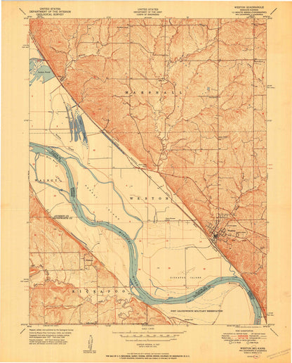 Old Map of Weston, Missouri by USGS, 1951 – Missouri River & Fort Leavenworth