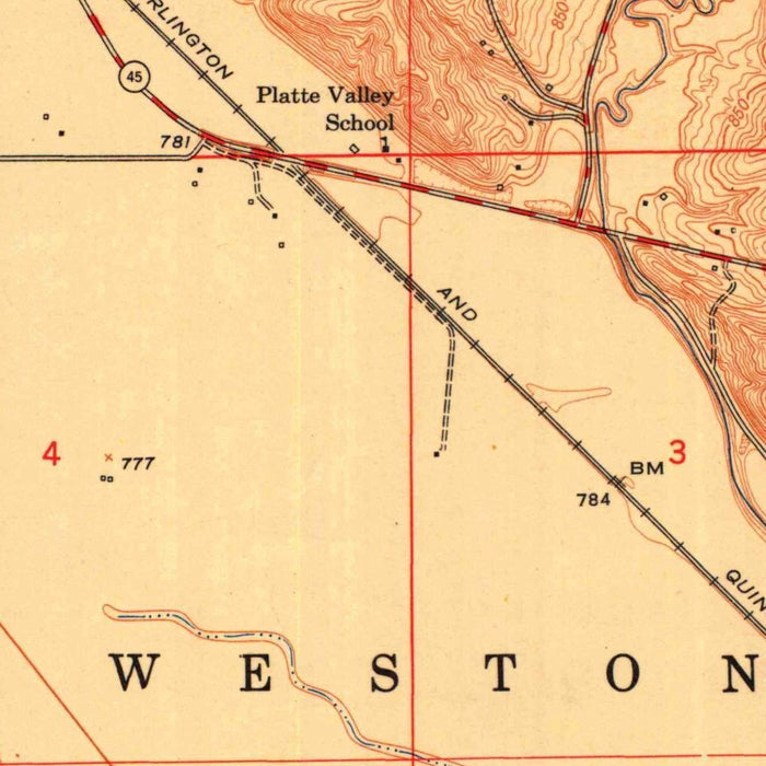 Old Map of Weston, Missouri by USGS, 1951 – Missouri River & Fort Leavenworth