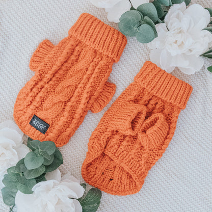 Pet Cable Knit Sweater - Orange
