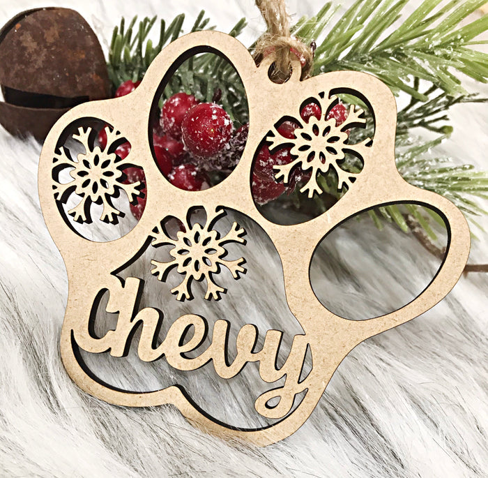 Paw Print Wood Ornament