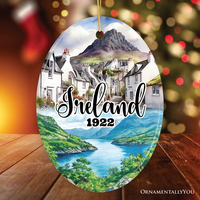 Picturesque Ireland Cultural Christmas Ornament, Cliffs of Moher Irish Landmarks Gift and Travel Souvenir Ceramic Ornament OrnamentallyYou Oval