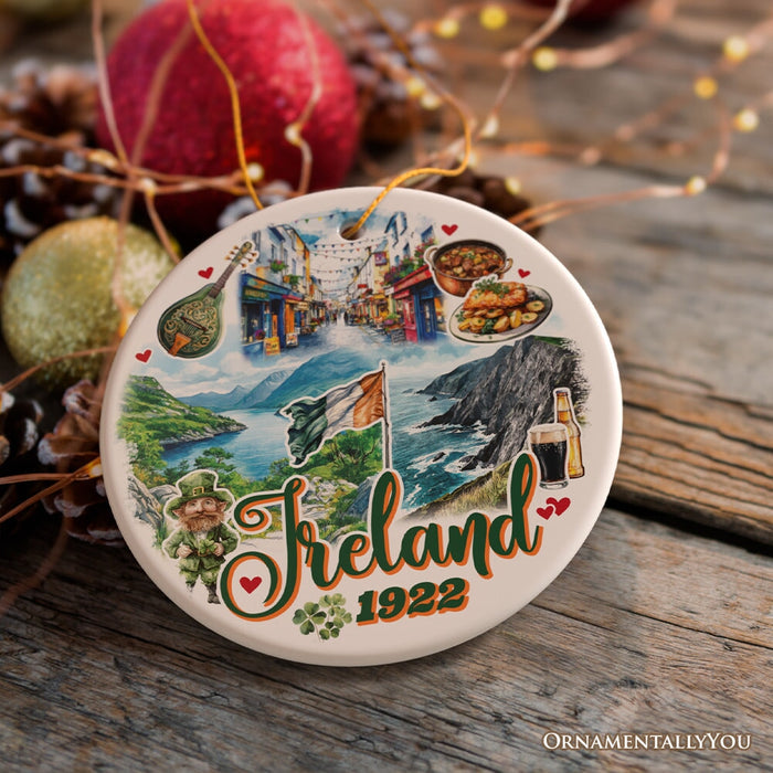 Picturesque Ireland Cultural Christmas Ornament, Cliffs of Moher Irish Landmarks Gift and Travel Souvenir Ceramic Ornament OrnamentallyYou Circle