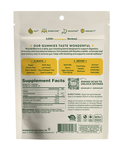 Plant People - WonderBiome 2-1 Pre and Probiotic Gummies