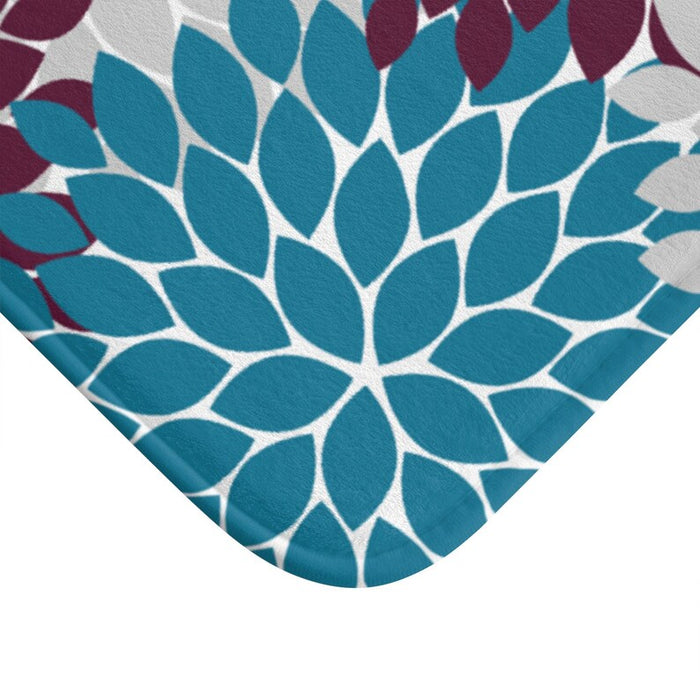 Plum, Blue and Gray Flower Burst Memory Foam Mat - MAT81