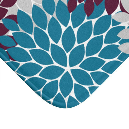 Plum, Blue and Gray Flower Burst Memory Foam Mat - MAT81