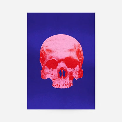Pop Art Warhol Style Blue & Pink Skull Print