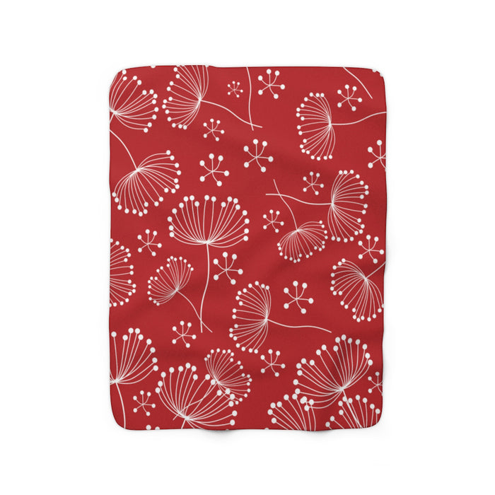 Red Dandelion Sherpa Fleece Blanket - SFB24