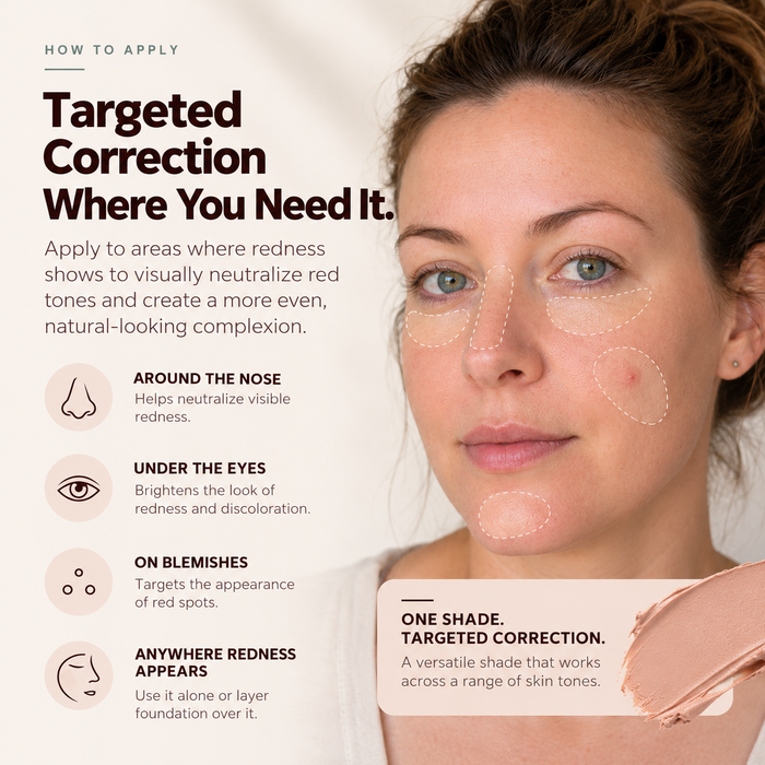 Omiana Redness Concealer Cream for targeted color correction of visible redness while maintaining a natural-looking finish.