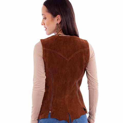 Scully Women's Suede Concho Button Vest in Cafe Brown