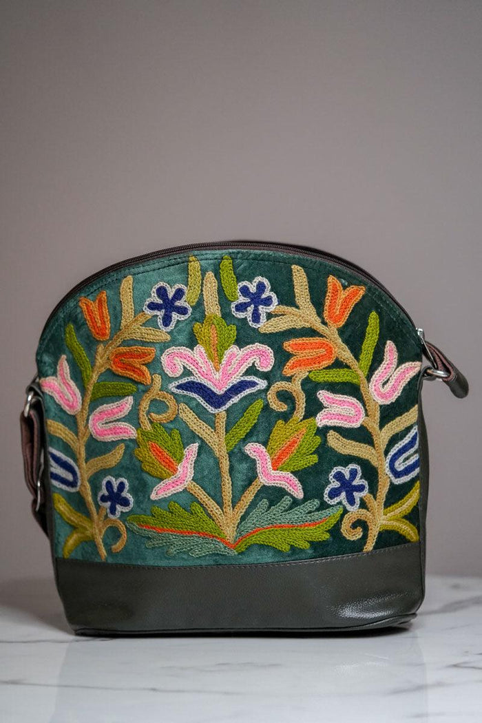 Shoulder Handbag with Floral Embroidery - Himalayas Shop