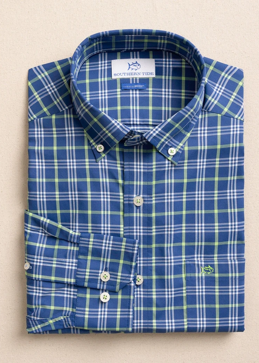 fall Southern Tide Nautical Blue Sunset Shores Coastal Breeze Sportshirt buttondown