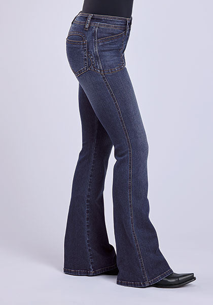 Stetson Women's No. 921 High Rise Western Flare Jean in Medium Wash