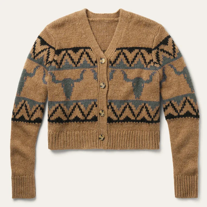 Stetson Women's Steer Head Cropped Cardigan in Brown