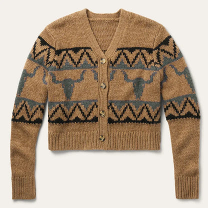 Stetson Women's Steer Head Cropped Cardigan in Brown
