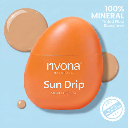 SunDrip 100% Mineral Fluid Tinted SPF Sunscreen In-Vivo tested SPF50 PA +++  - 04 Warm Medium - Tan