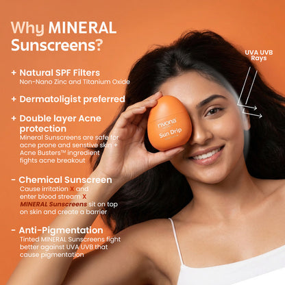 SunDrip 100% Mineral Fluid Tinted SPF Sunscreen In-Vivo tested SPF50 PA +++  - 04 Warm Medium - Tan