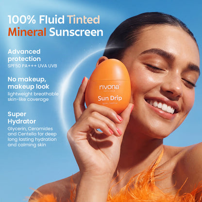SunDrip 100% Mineral Fluid Tinted Sunscreen In-Vivo tested SPF50 PA +++  - 01  Neutral Fair