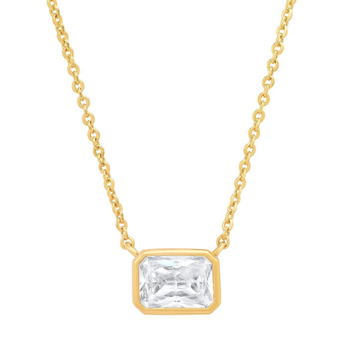Tai Jewelry East West Gemstone Bezel Necklace (Multiple Colors)