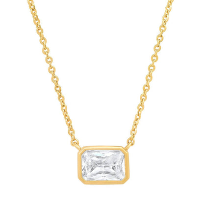 Tai Jewelry East West Gemstone Bezel Necklace (Multiple Colors)