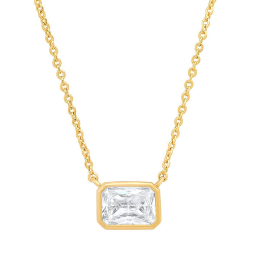 Tai Jewelry East West Gemstone Bezel Necklace (Multiple Colors)