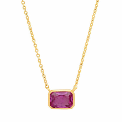 Tai Jewelry East West Gemstone Bezel Necklace (Multiple Colors)