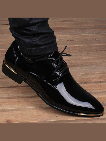 Black handcrafted genuine leather shoes - color image
