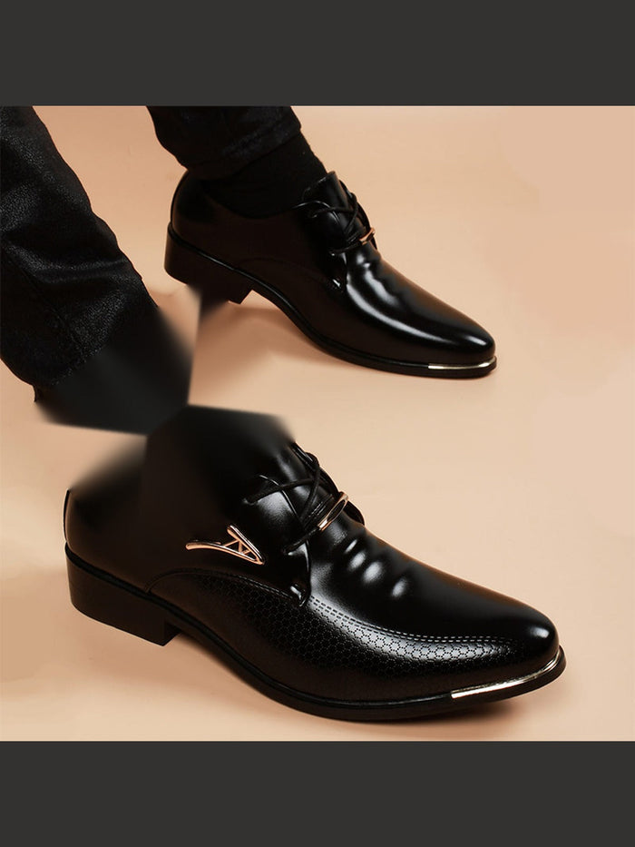 Black handcrafted genuine leather shoes - color image