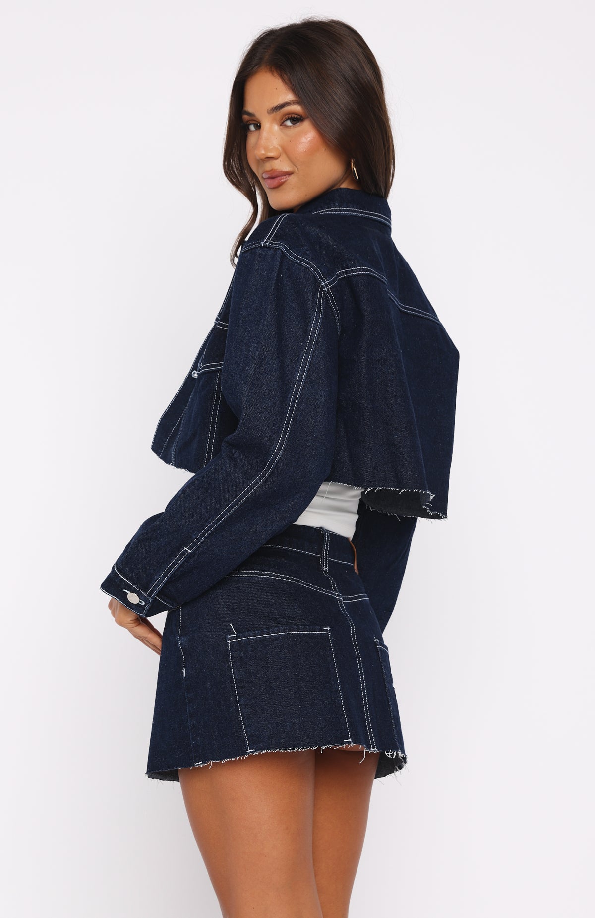 Something To Prove Denim Mini Skirt Dark Indigo