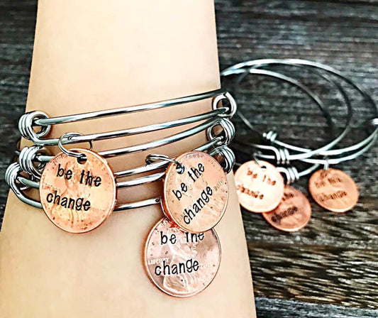 WHOLESALE be the change penny bangles - 8 pcs - Lasting Impressions CT