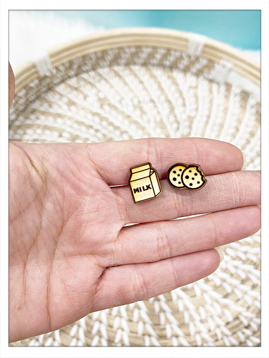 Wholesale | 10 pair | Milk and Cookie Wood Stud Earrings