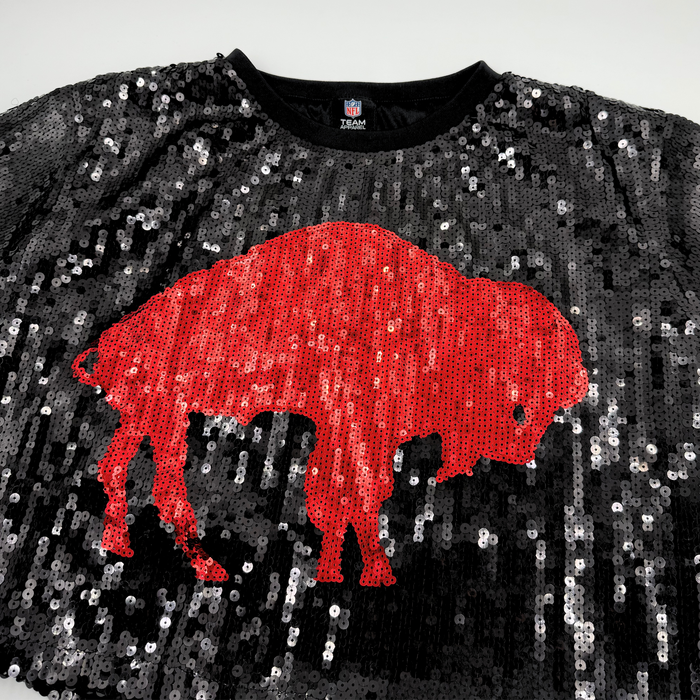 Women's Buffalo Bills Big Logo Black Sequin Crop Top