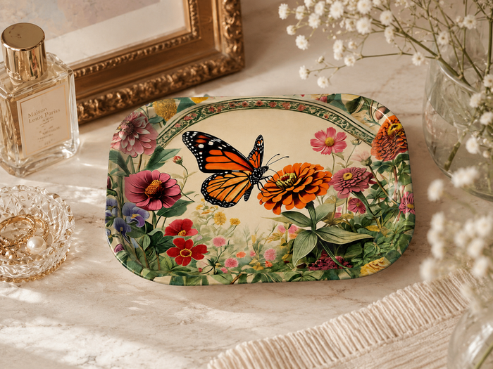 World Buyers - Monarch Zinnia Garden Metal Tray - MT125