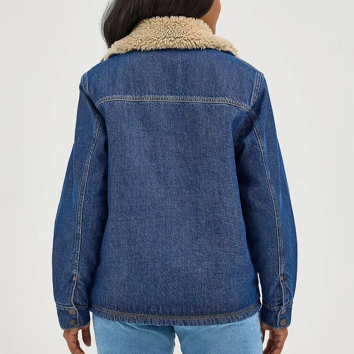 Wrangler Retro Women's Sherpa Lined Denim Range Coat in Ink Denim