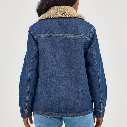 Wrangler Retro Women's Sherpa Lined Denim Range Coat in Ink Denim