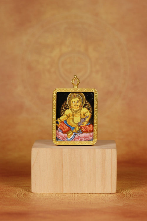 Yellow Zambala wealth deity thangka traditional Himalayan art