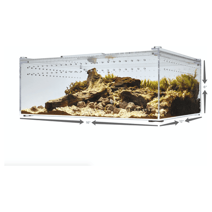 YKL40B HerpCult Acrylic Reptile Enclosure with Magnetic Lid Clear Top Extra Large Flat (12" x 16" x 6"):Jungle Bob's Reptile World