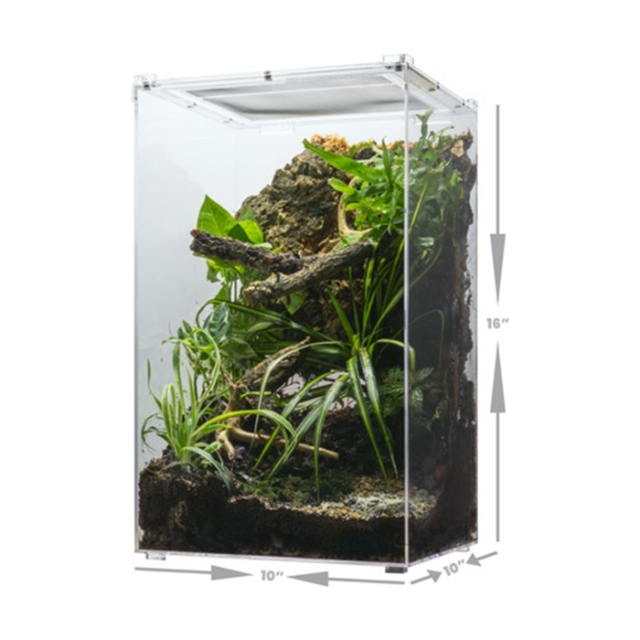 YKL80B-3 HerpCult Acrylic Enclosure TOP OPENING ONLY. mesh top, no slits Large 10"x10"x16" 7 Gallon